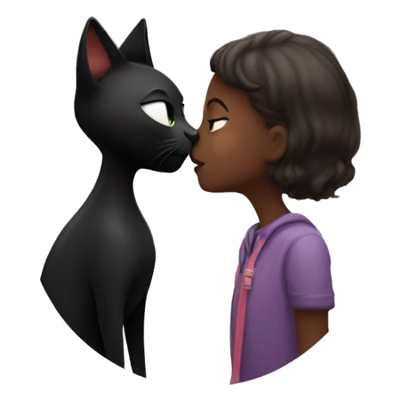 Black cat kisses a girl sticker