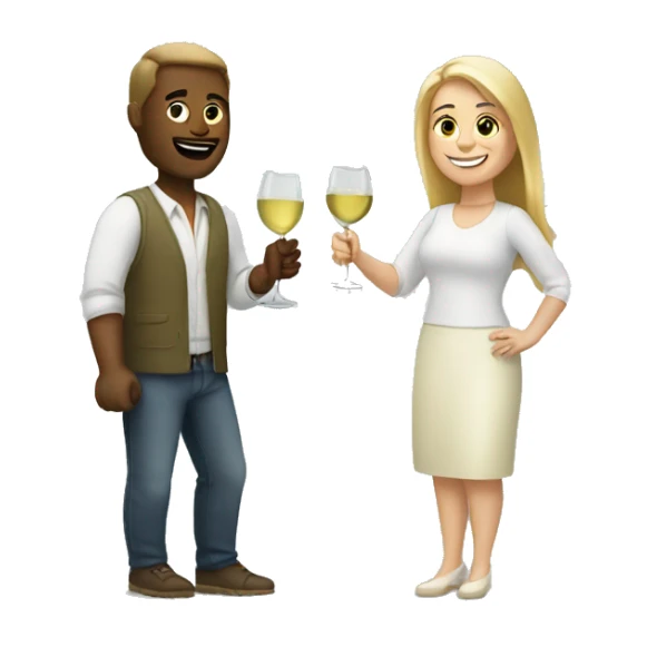 White man and white woman sharing bottle of white wine sticker