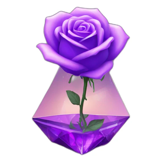 Purple digital rose in shiny glass octahedron sticker