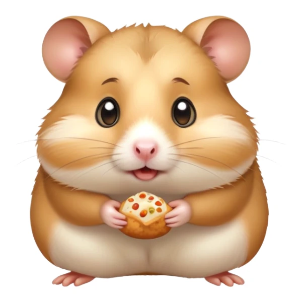 surprised hamster with puffed cheeks full of food, wide eyes sticker