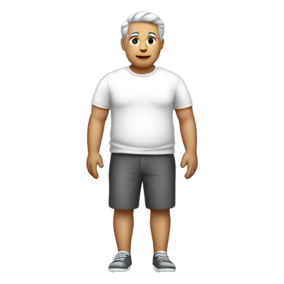 Full body Fat man grey hair in white t-shirt sticker