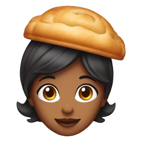 black haired woman wearing pastry hat sticker