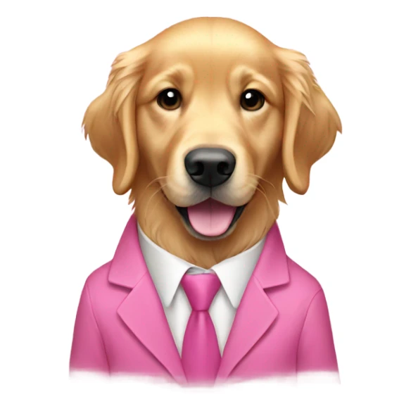 Golden retriever in pink suit  sticker