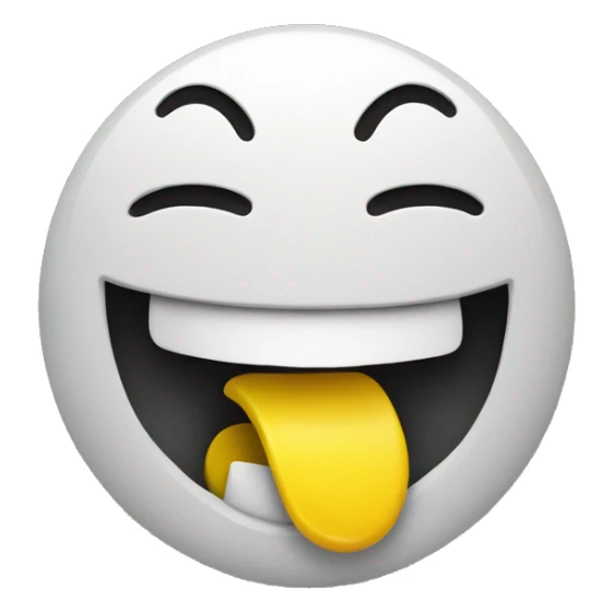 Smiley with mouth open and a yellow bone sticker