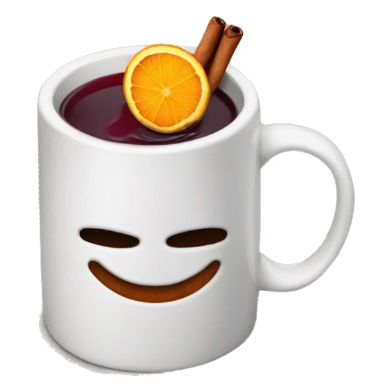 A Christmas mug of hot mulled wine, steaming with cinnamon and an orange slice. sticker
