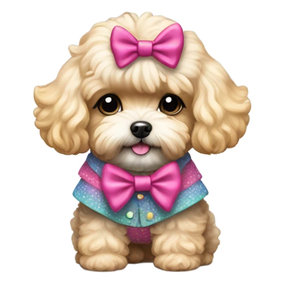 maltipoo in cute outfit sticker