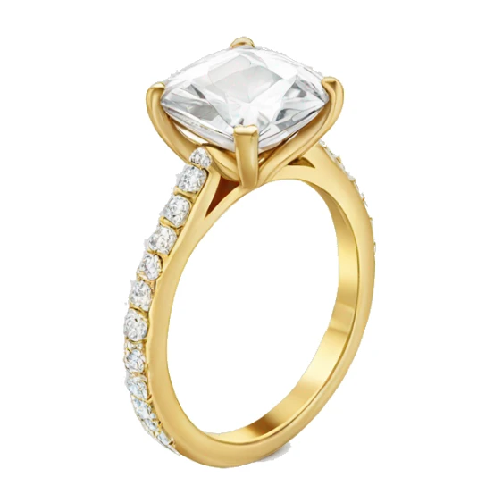 One Cushion cut diamond ring with gold band  sticker