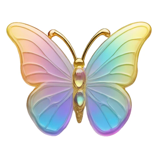Pastel rainbow-gradient iridescent glass crystal butterfly sticker