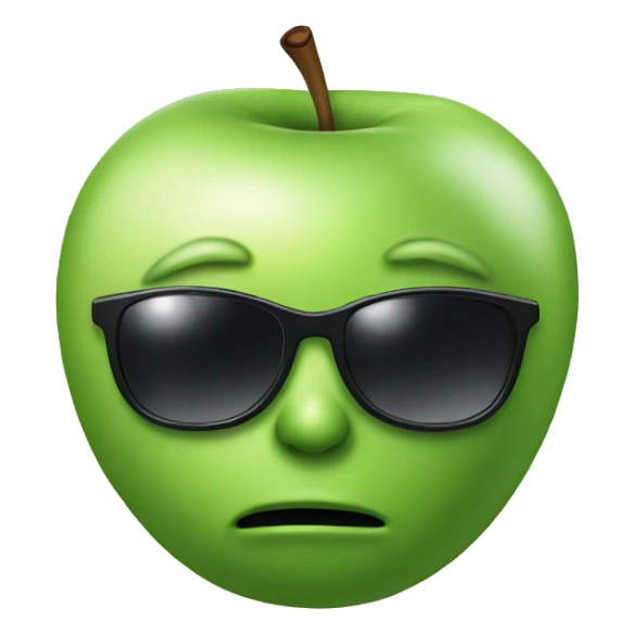 apple alien emoji, but with sunglasses  sticker