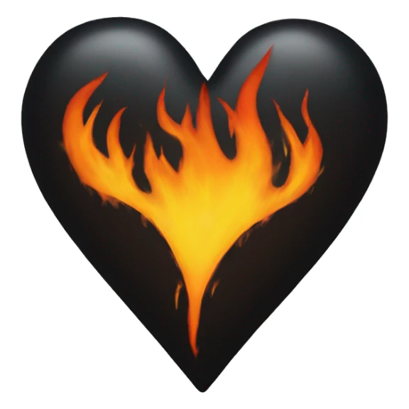 Black heart in flames sticker