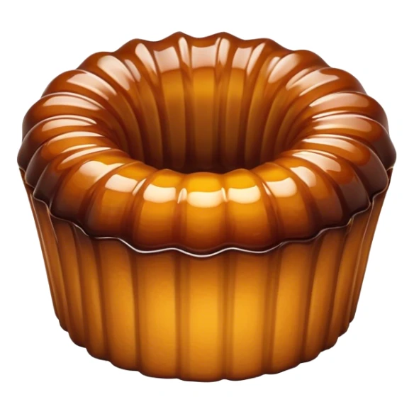 Cinematic rich cannelé, dark caramelized crust with a soft, custard-like interior, glossy finish, warm golden hues, elegant and indulgent. sticker