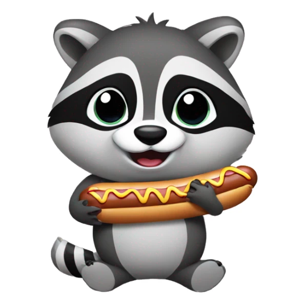 raccoon holding a hot dog sticker