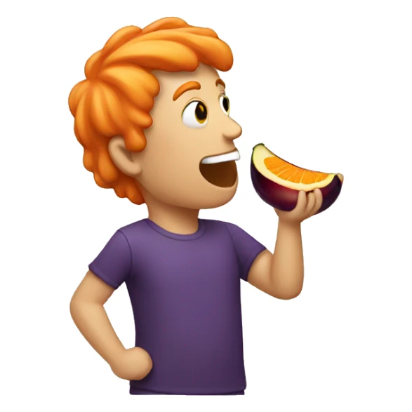 Man with orange hair eating a eggplant  sticker
