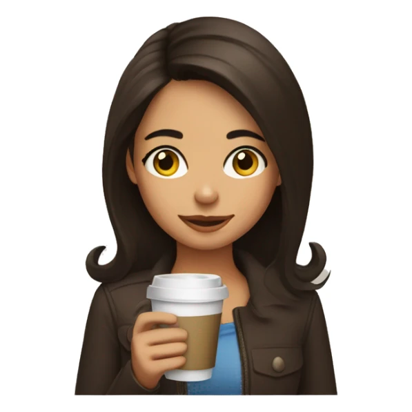 Brunett girl drinking coffee sticker