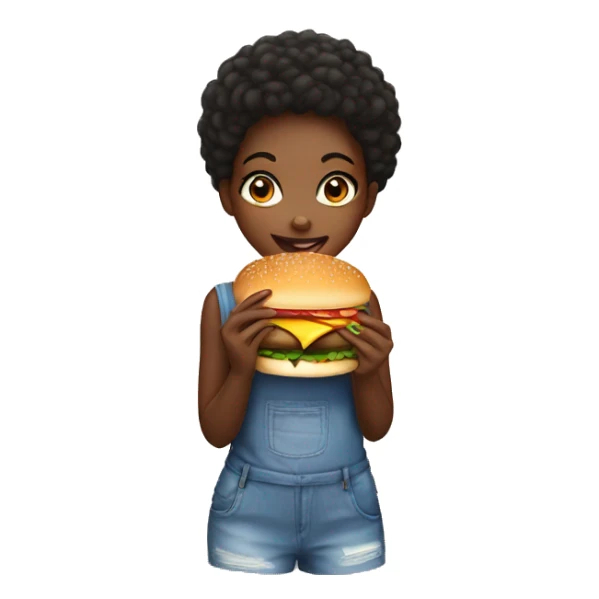 black girl eating a burger sticker