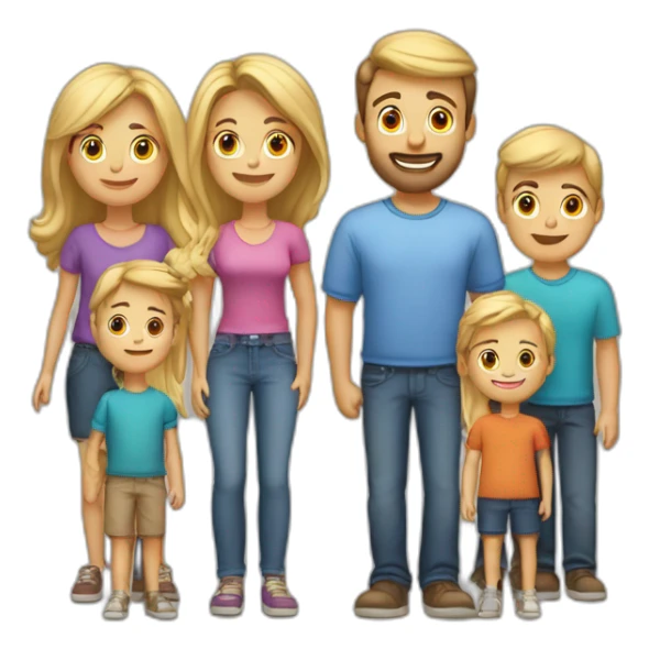 Family blond mom brune dad five sons one daughter sticker