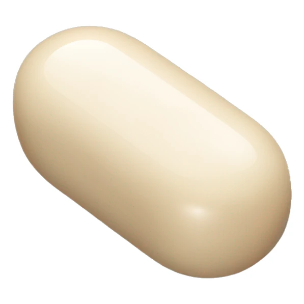 Singular glossy coated oblong beige pill capsule sticker