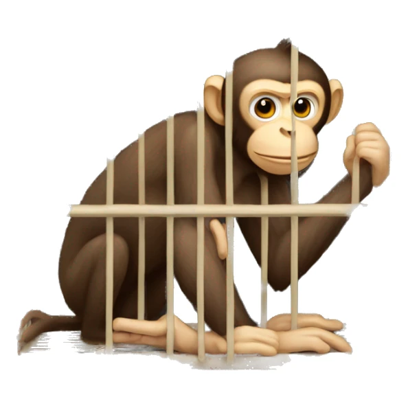 Monkey in a cage. Can't reach the banana.  4к sticker