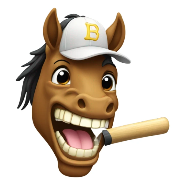 Horse with gold teeth and baseball bat sticker