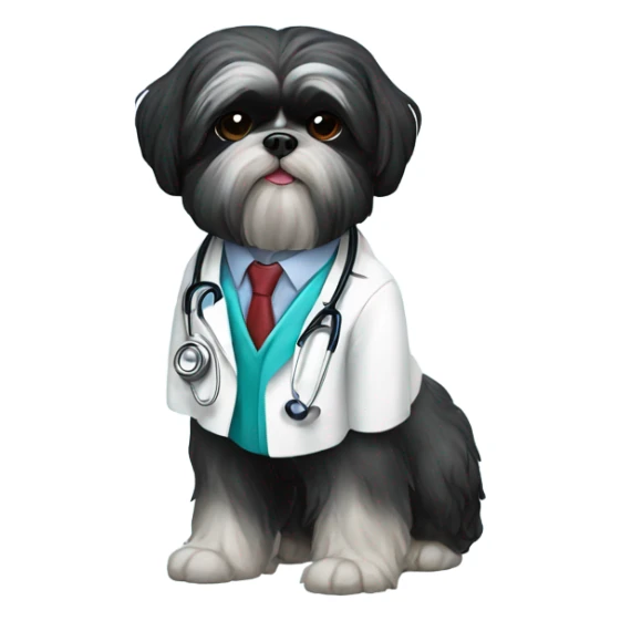 Black Shih tzu as doctor sticker
