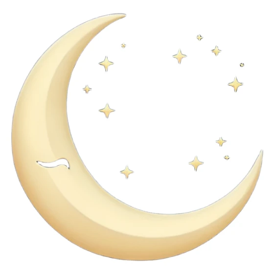 
iOS style emoji, minimal crescent, dark fantasy moon, flat sticker