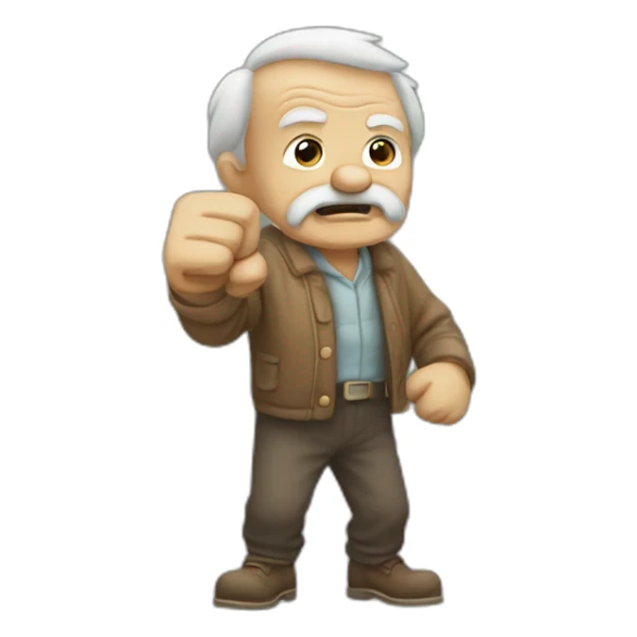 Old man shakes fist at sky sticker