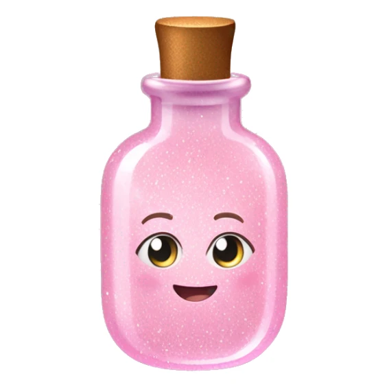 light pink glitter in a little magical looking bottle oval sticker