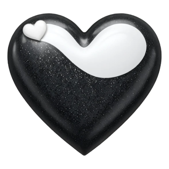 heart with black glitter and white heart sticker