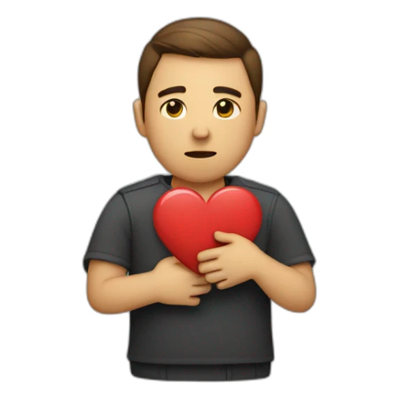 Person with a broken heart in the arms sticker