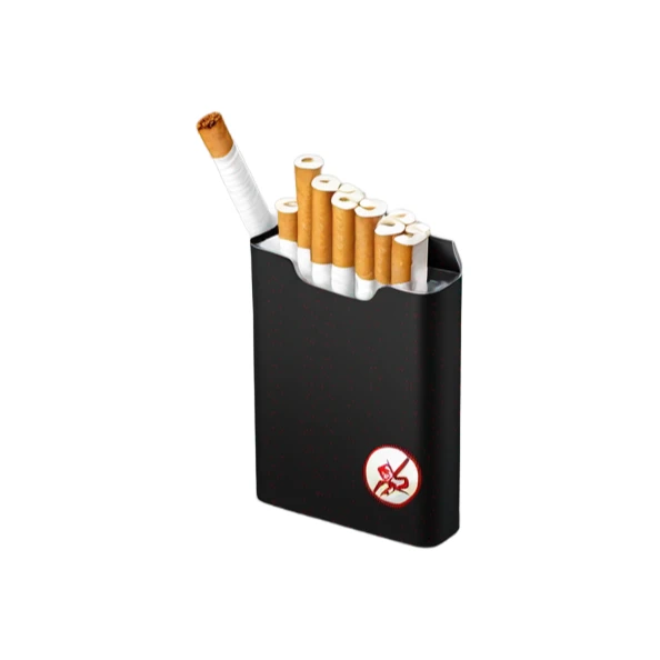 pack of cigarettes black container, blast brand text blast sticker