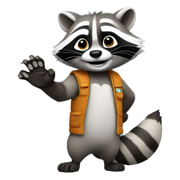 The raccoon waves its paw sticker