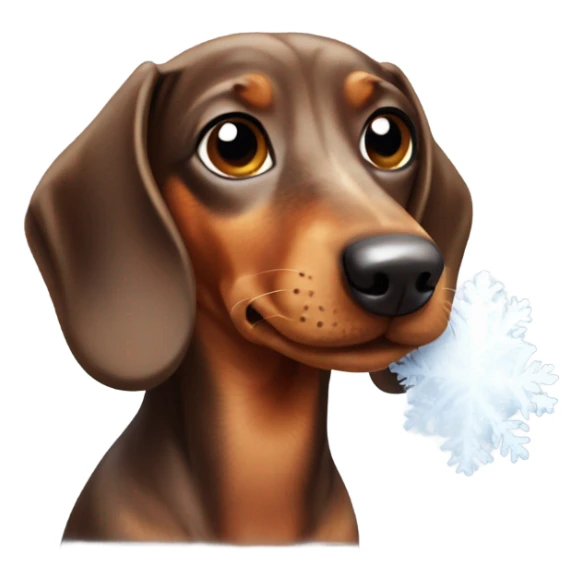 Brown Dachshund with snow on his nose  sticker