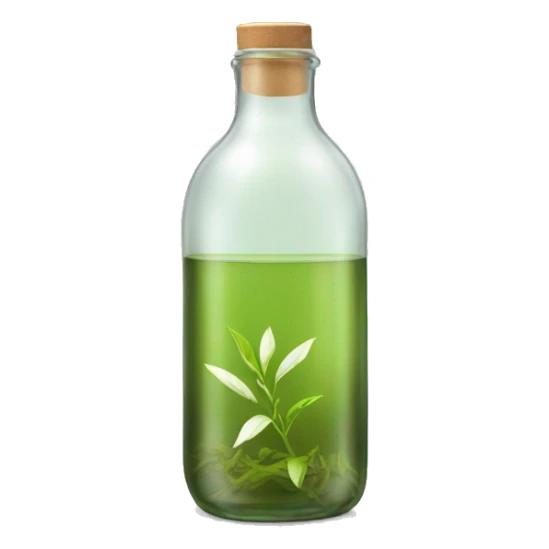 glass bottle with white tea sticker