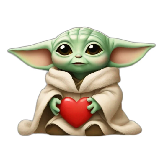 Star Wars baby yoda with heart symbol sticker