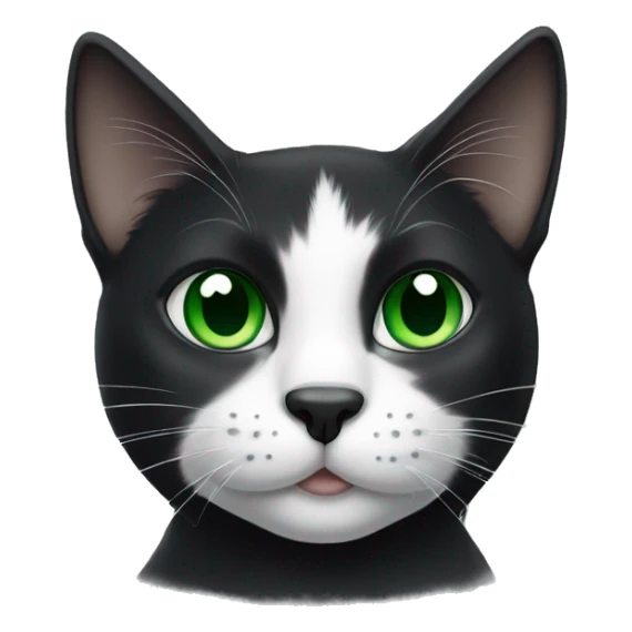 Black and white cat with black nose and green eyes  sticker