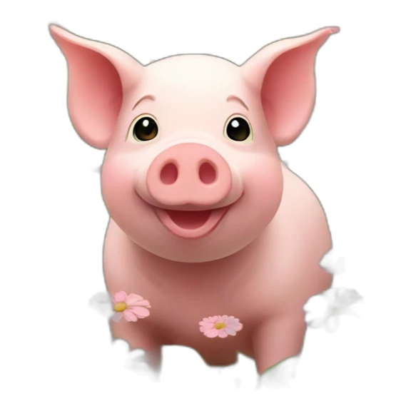 Pig in a field of flowers sticker