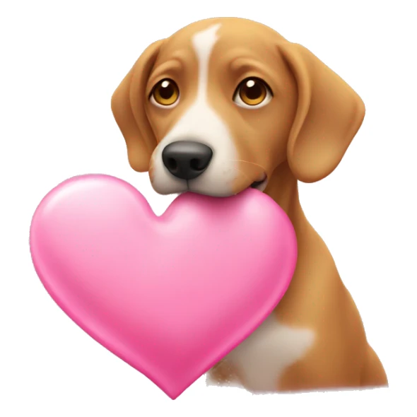 pink heart emoji with a dog eating the heart sticker