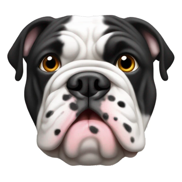 White and black English bulldog with spots sticker