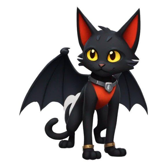 Cool Edgy Anthro Litten-Nargacuga-Cat with black bat-wing-ears full body sticker