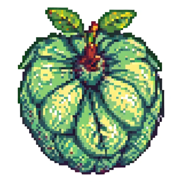 pixel art sugar apple fruit, 32x32 pixels, bright colors, no background sticker