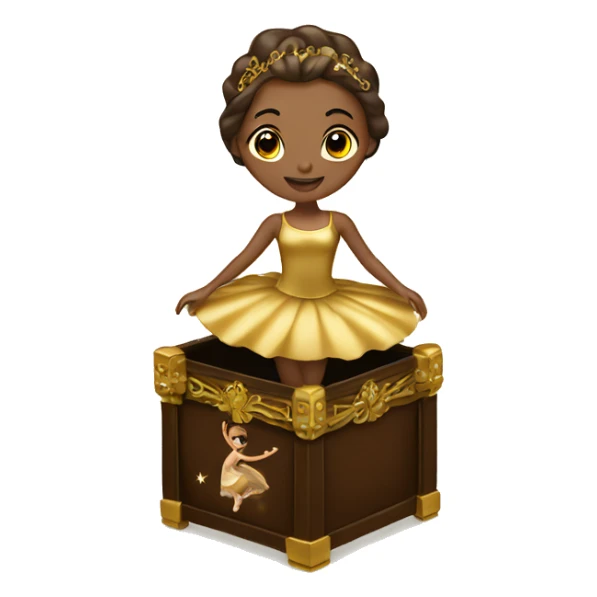  brown ballerina in a gold music box sticker