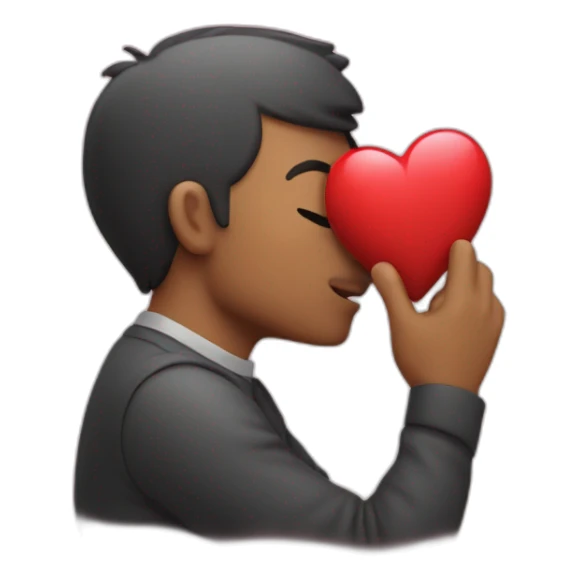 Kissing man with heart beside him sticker