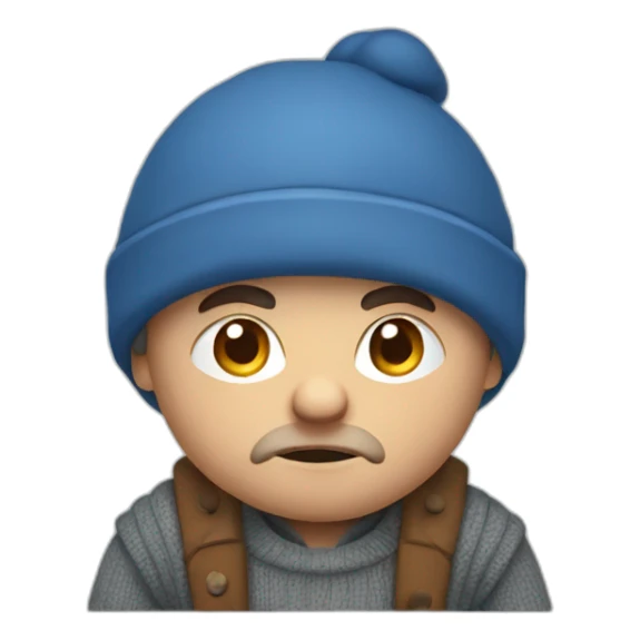 Dissatisfied dwarf in a gray sweater, a blue cap, blue pants sticker