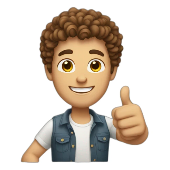 guy with curly short brown hair giving the thumbs up sticker