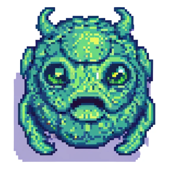 slime monster with a cute face pixel art sticker