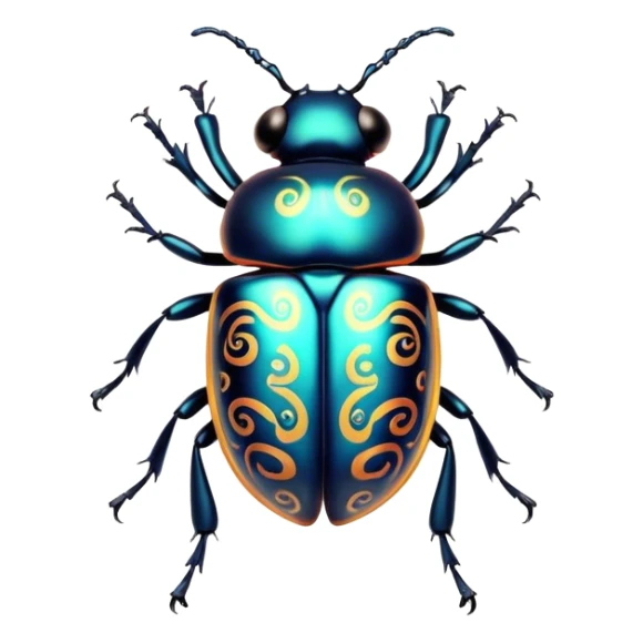 Cinematic Cheeky Beetle Portrait Emoji, Head tilted dramatically with an exaggeratedly shocked expression, featuring a compact, shiny body with wide, comically expressive eyes full of playful disbelief and subtly animated, ornate patterns, Simplified yet hilariously expressive features, highly detailed, glowing with a slightly sassy reflective glow, high shine, dramatic yet playful, stylized with an air of cheeky insect mischief, soft glowing outline, capturing the essence of a meme-worthy beetle that looks ready to scurry its way into viral fame! sticker