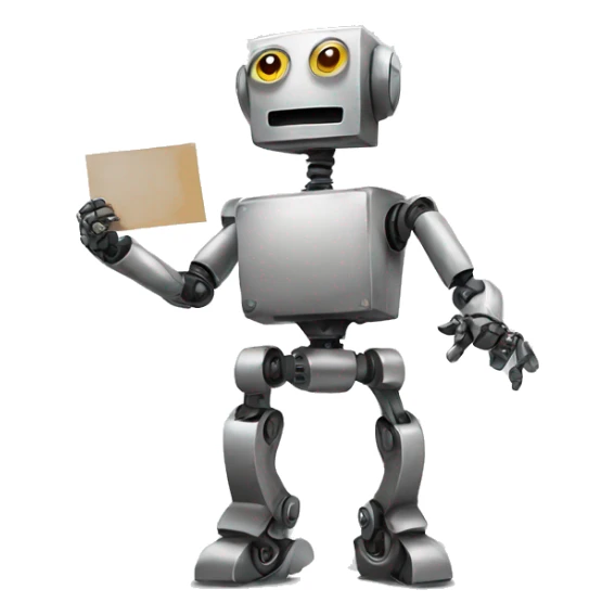 robot holding his painting sticker