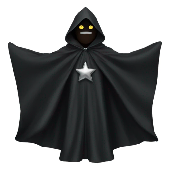 black cloak, many silver stars on cloak, clothing, no person sticker
