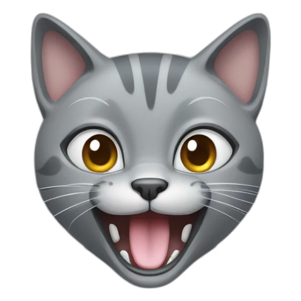 Grey cat with bleu eyes and slightly opened mouth sticker
