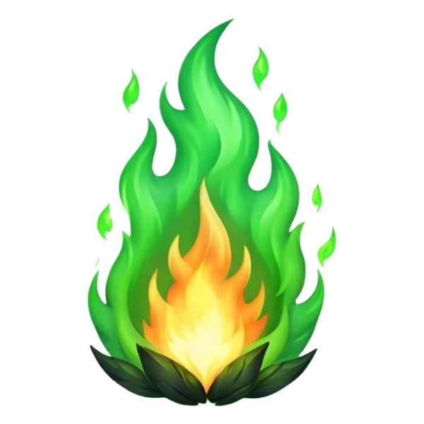 Cinematic Realistic green fire with lifelike textures sticker